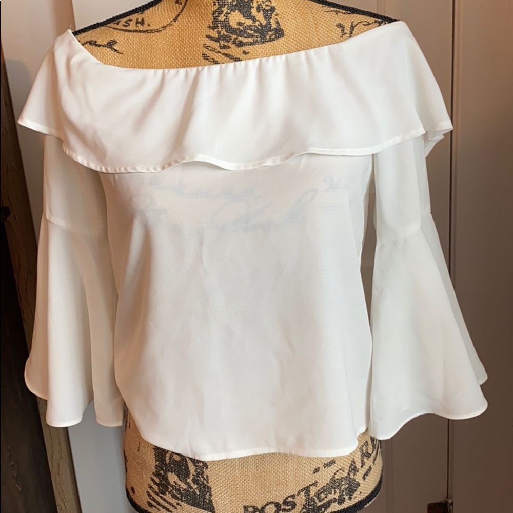 White Off the Shoulders 3/4 Sleeve